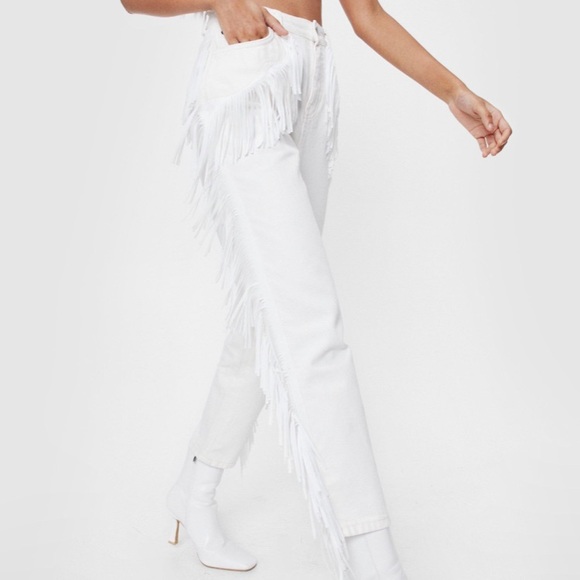 White fringe denim pants from NASTYGAL - Picture 2 of 5